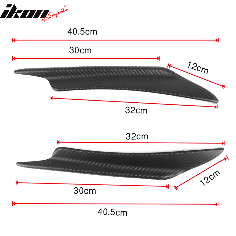 Universal Fit 40CM 2PC Front Bumper Lip Canards Carbon Texture PP