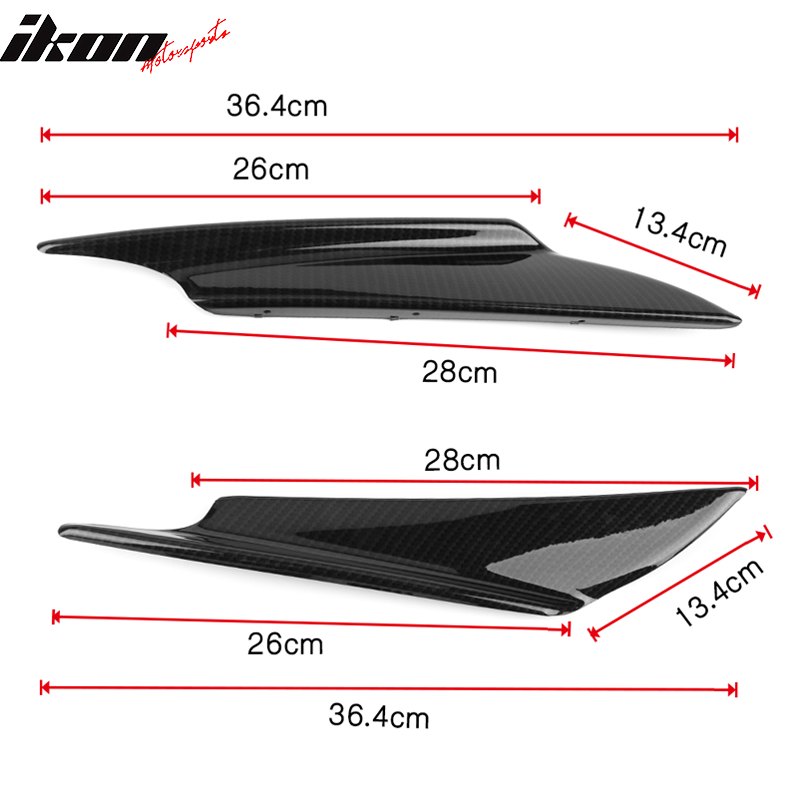 Universal Fit 36CM 2PC Front Bumper Lip Canards Carbon Fiber Print