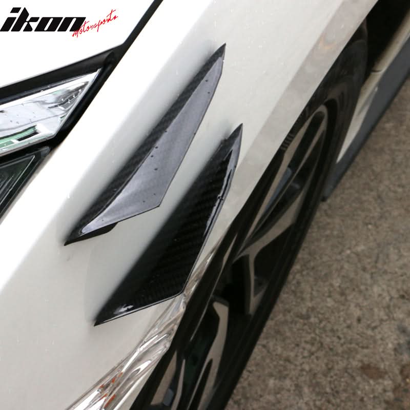 Universal V3 Style Front Bumper Lip Canards Splitters Fin 4Pc CF