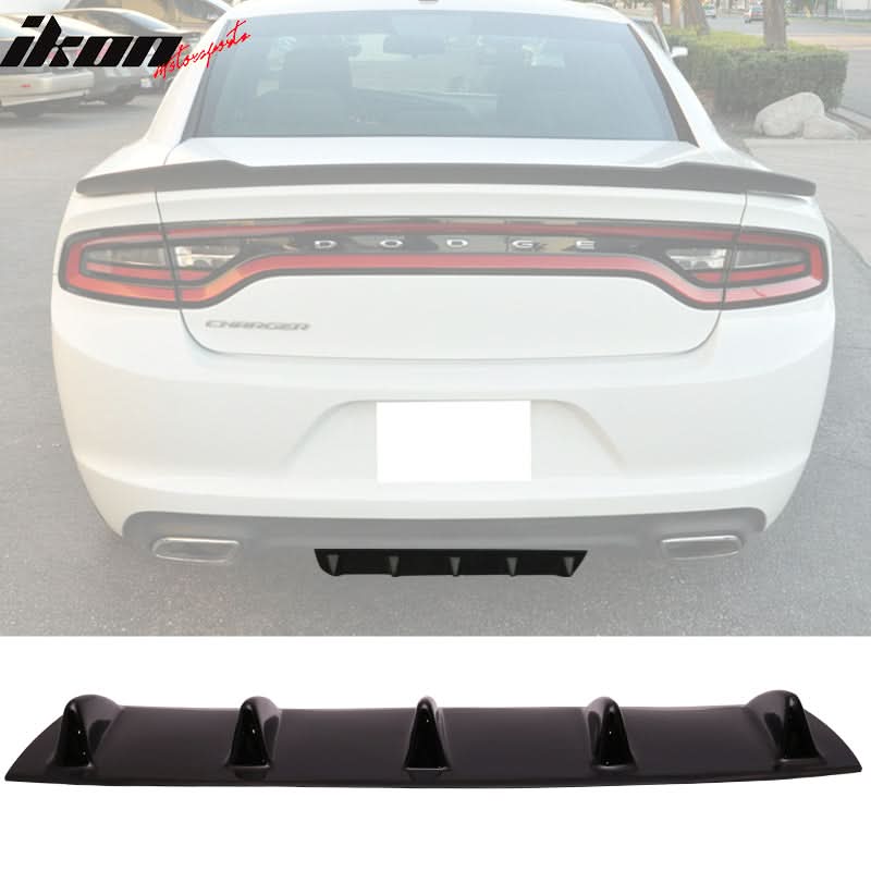 2015-2024 Dodge Charger 5 Fins Gloss Black Rear Bumper Diffuser ABS