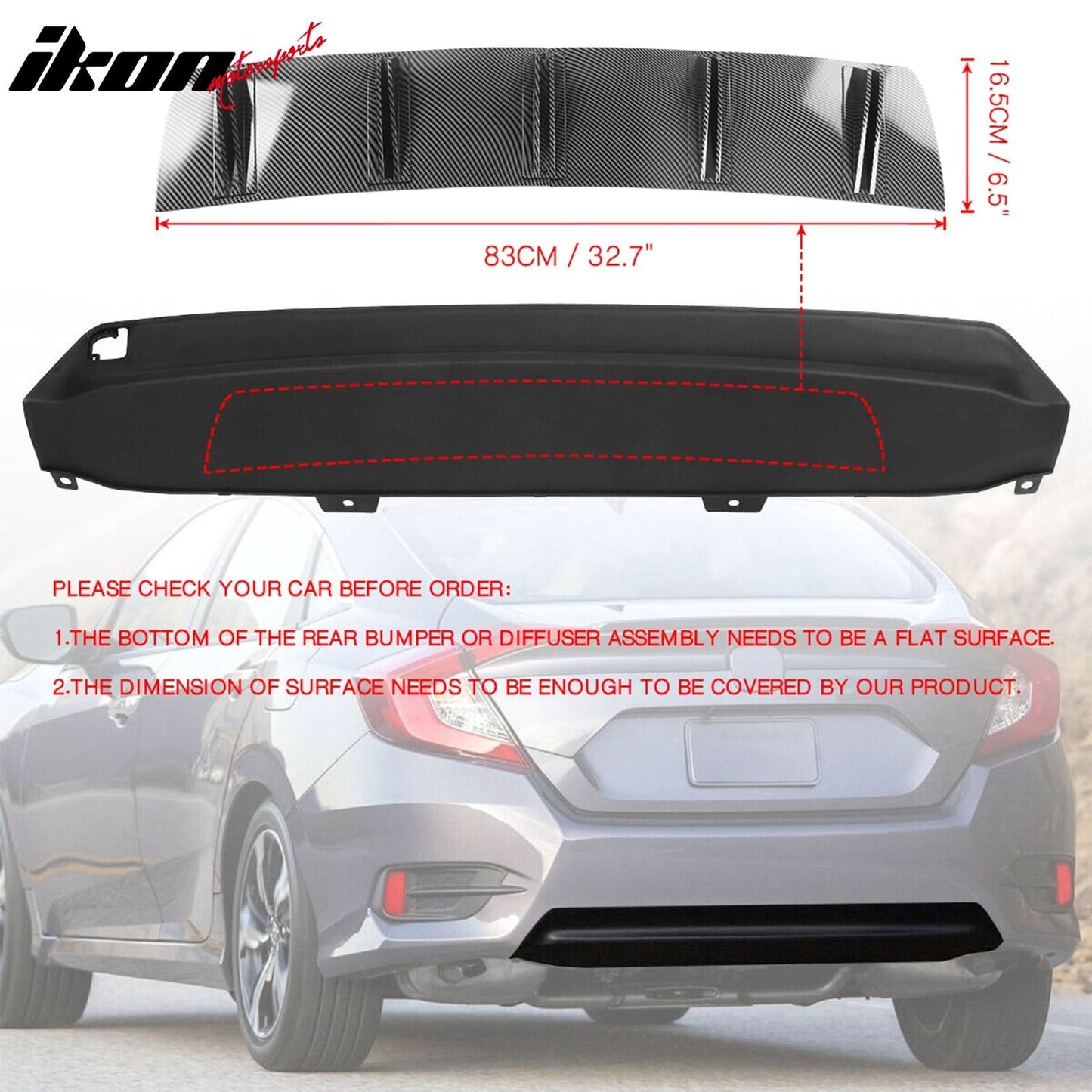 Universal Rear Bumper Diffuser Shark Fin 2PCS Design 33 PP