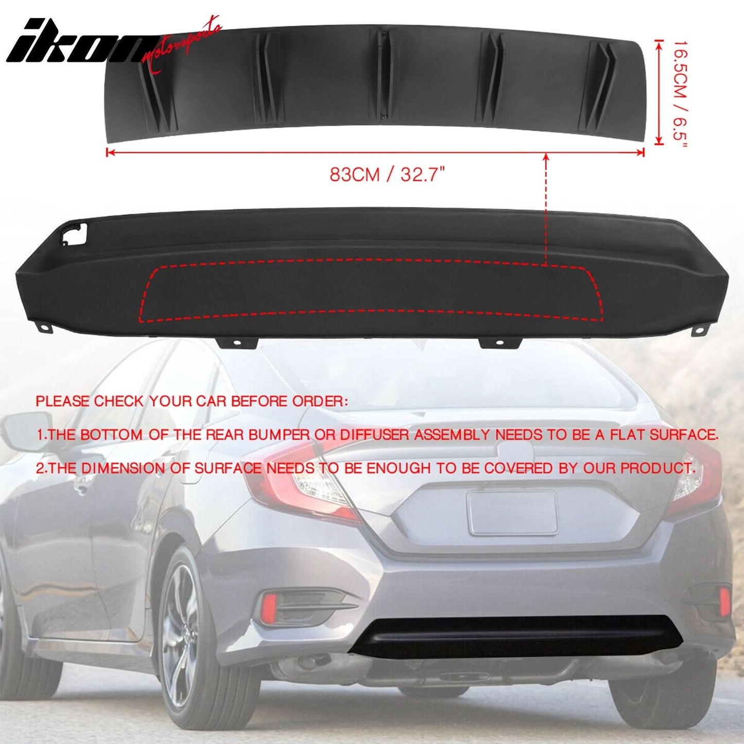 Universal Rear Bumper Diffuser Shark Fin 2PCS Design 33 PP