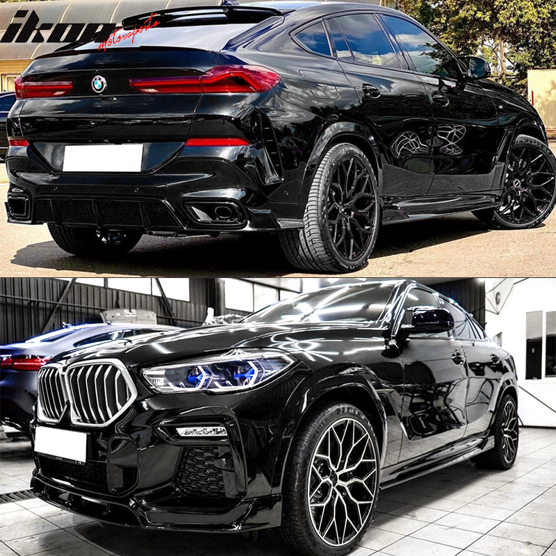 Fits 20-23 G06 X6 M Sport IKON Gloss Black Front Rear Lip Side Skirt