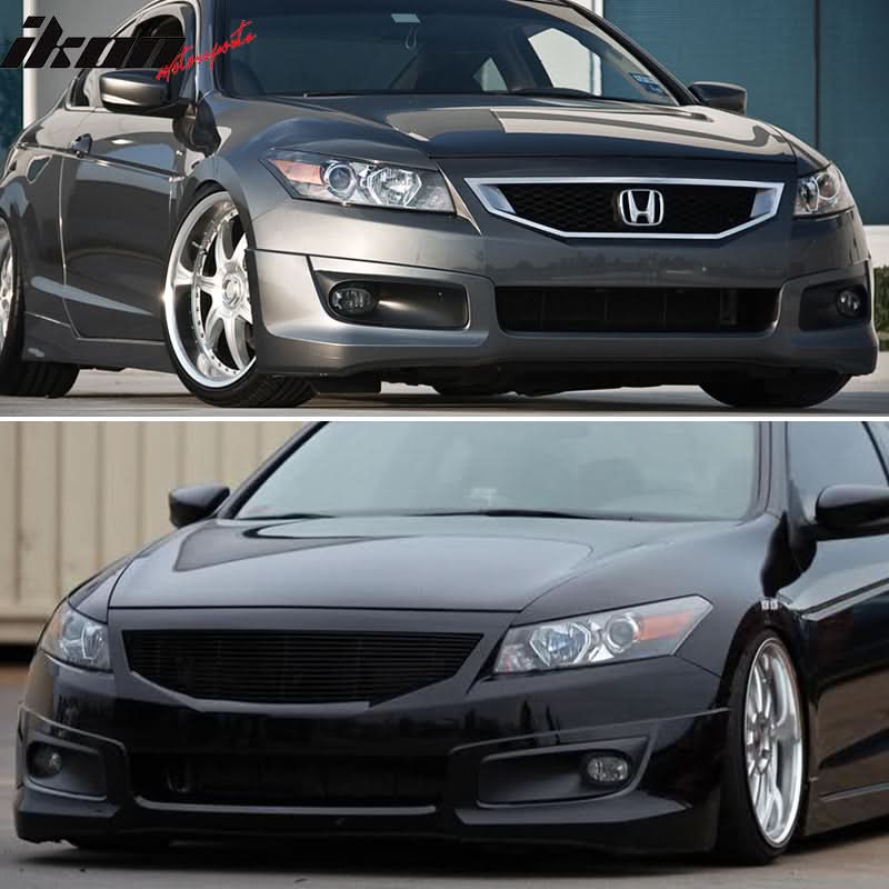 Fits 08-12 Accord 2D HFP Front Bumper Lip+Side Skirts Vents
