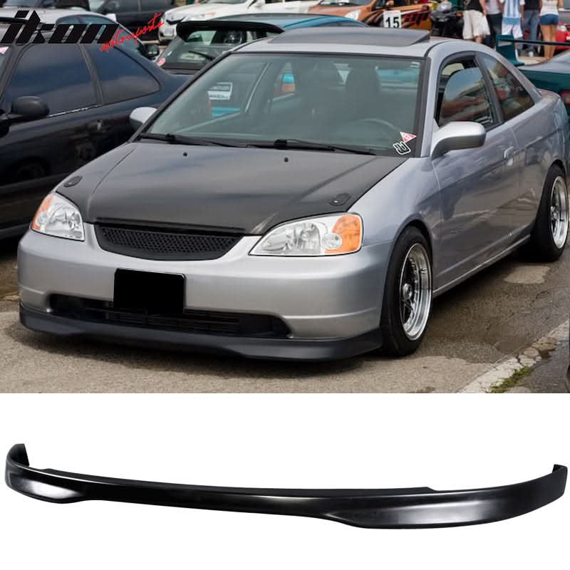 Fits 01-03 Honda Civic PP Front + Rear Bumper Lip + Side Skirts