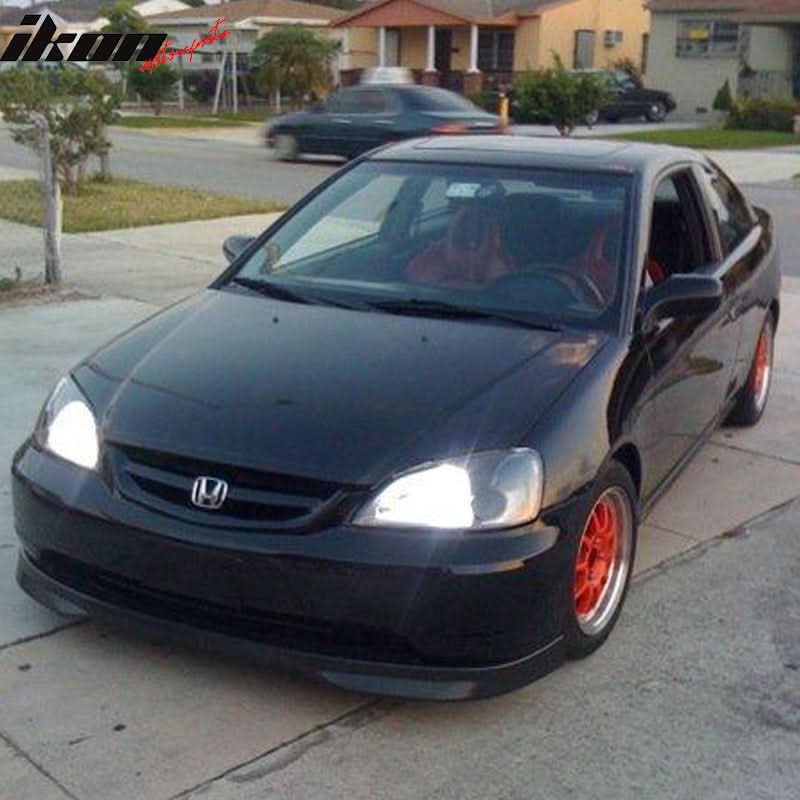 Fits 01-03 Honda Civic PP Front + Rear Bumper Lip + Side Skirts