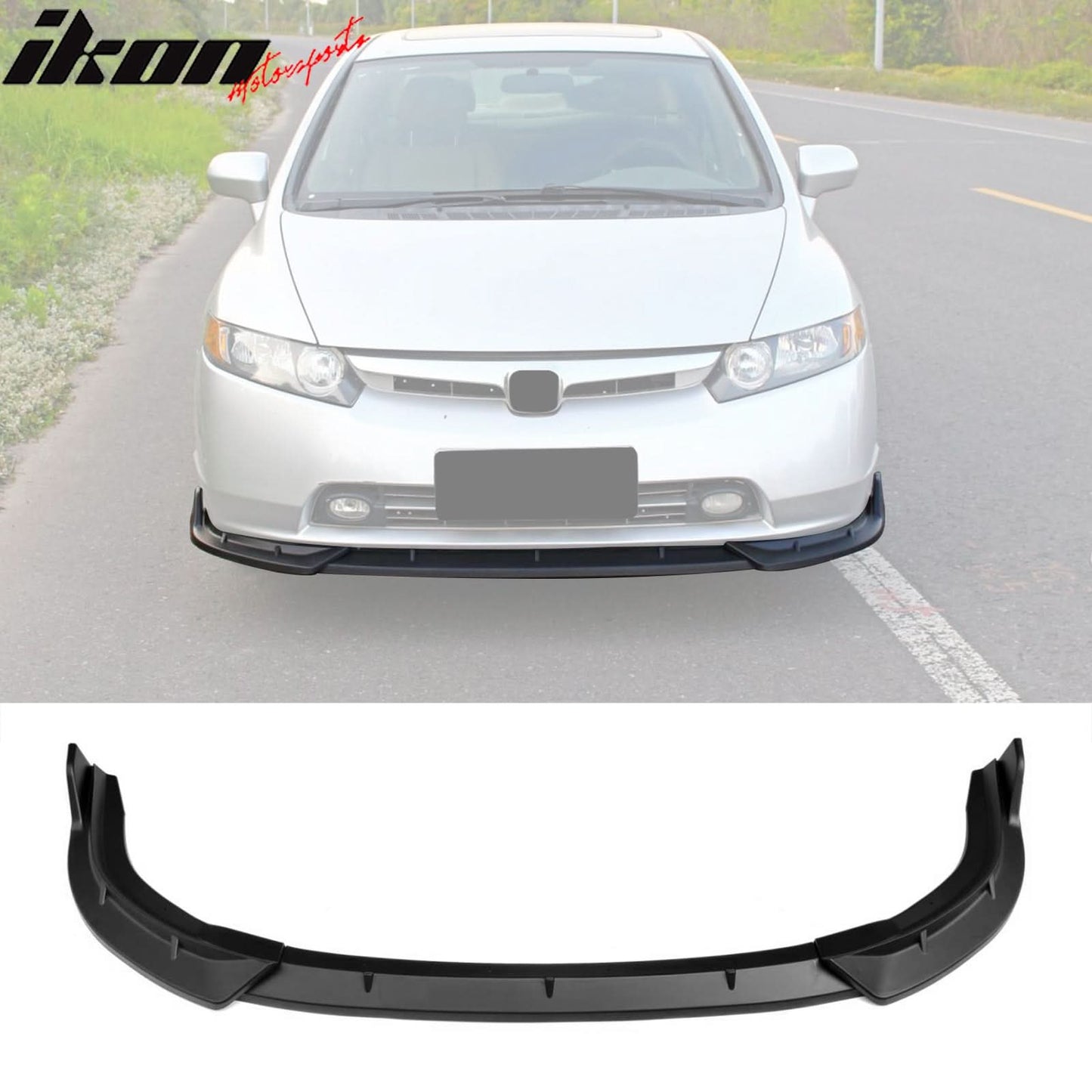 2006-2008 Honda Civic Sedan 4DR IKON Matte Black Front Lip Splitter PP