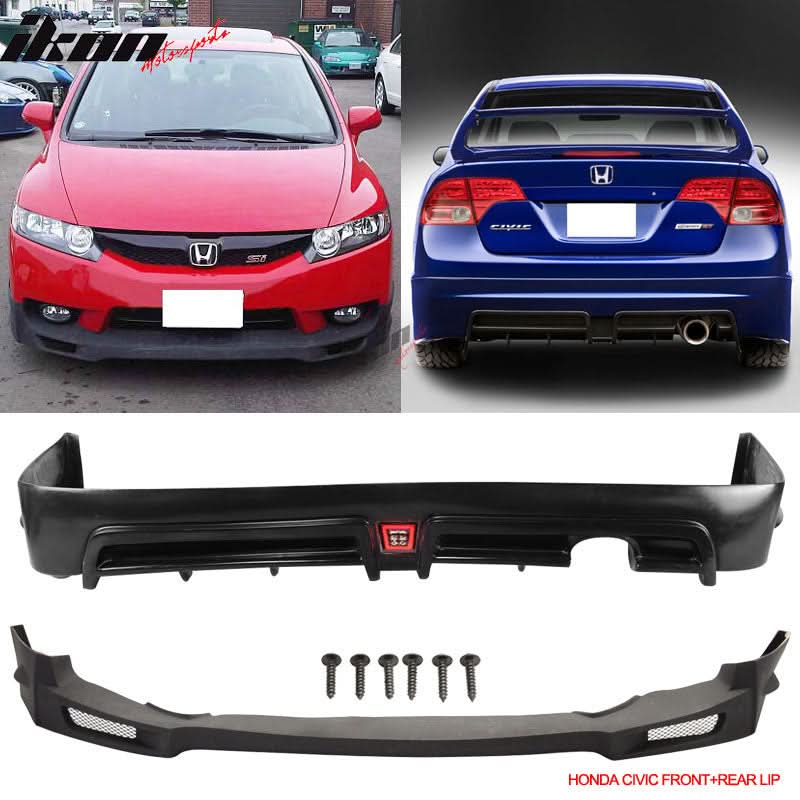2009-2011 Honda Civic Mugen Front Rear Lip PU PP 3RD LED Brake Lamp