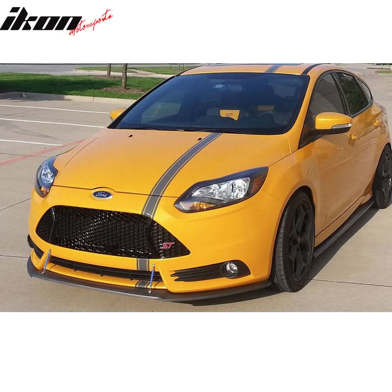 2013-2014 Ford Focus Matte Black Front Lip Splitter PP & Blue Rods