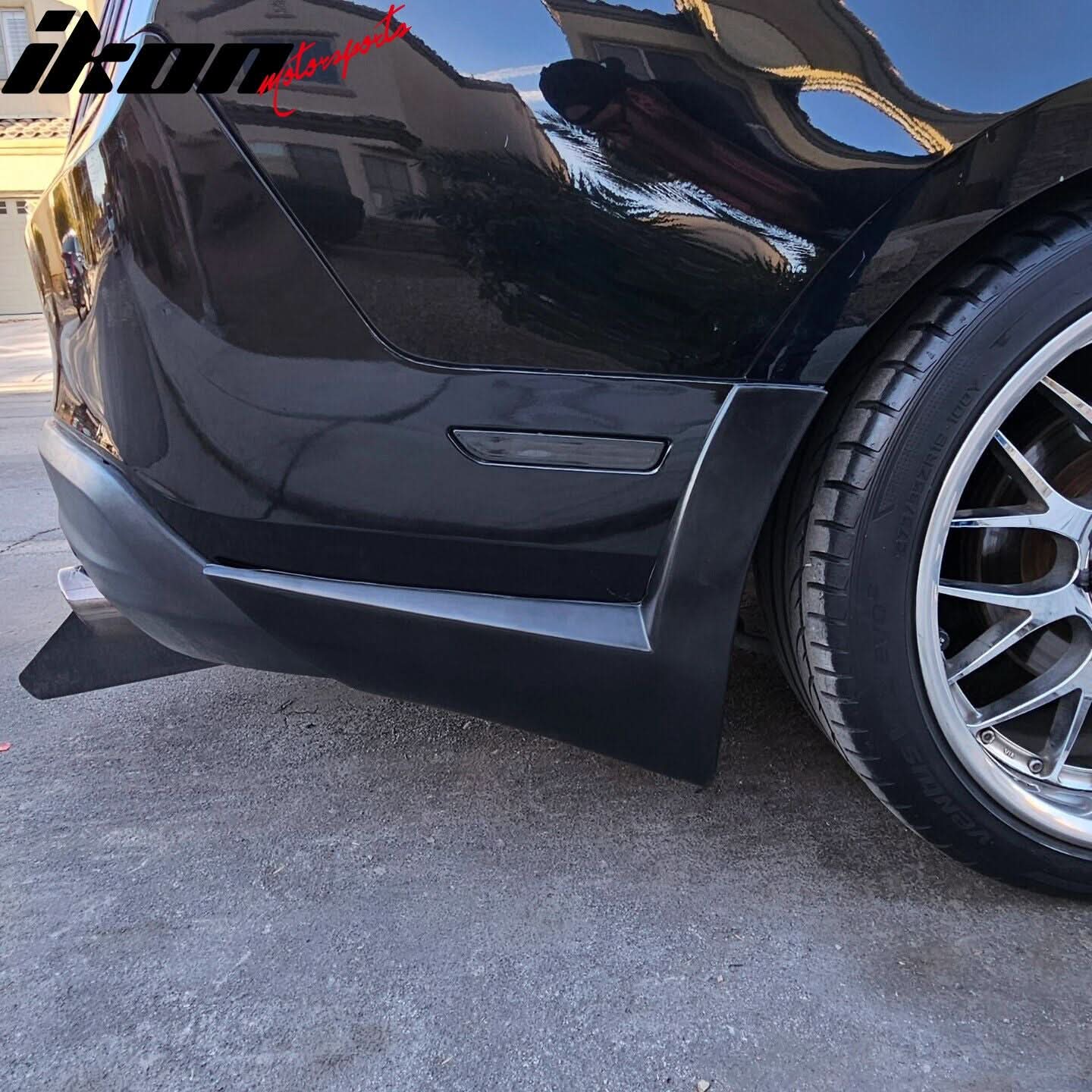 2010-2012 Ford Mustang V6 Unpainted Black Rear Bumper Lip Aprons PU