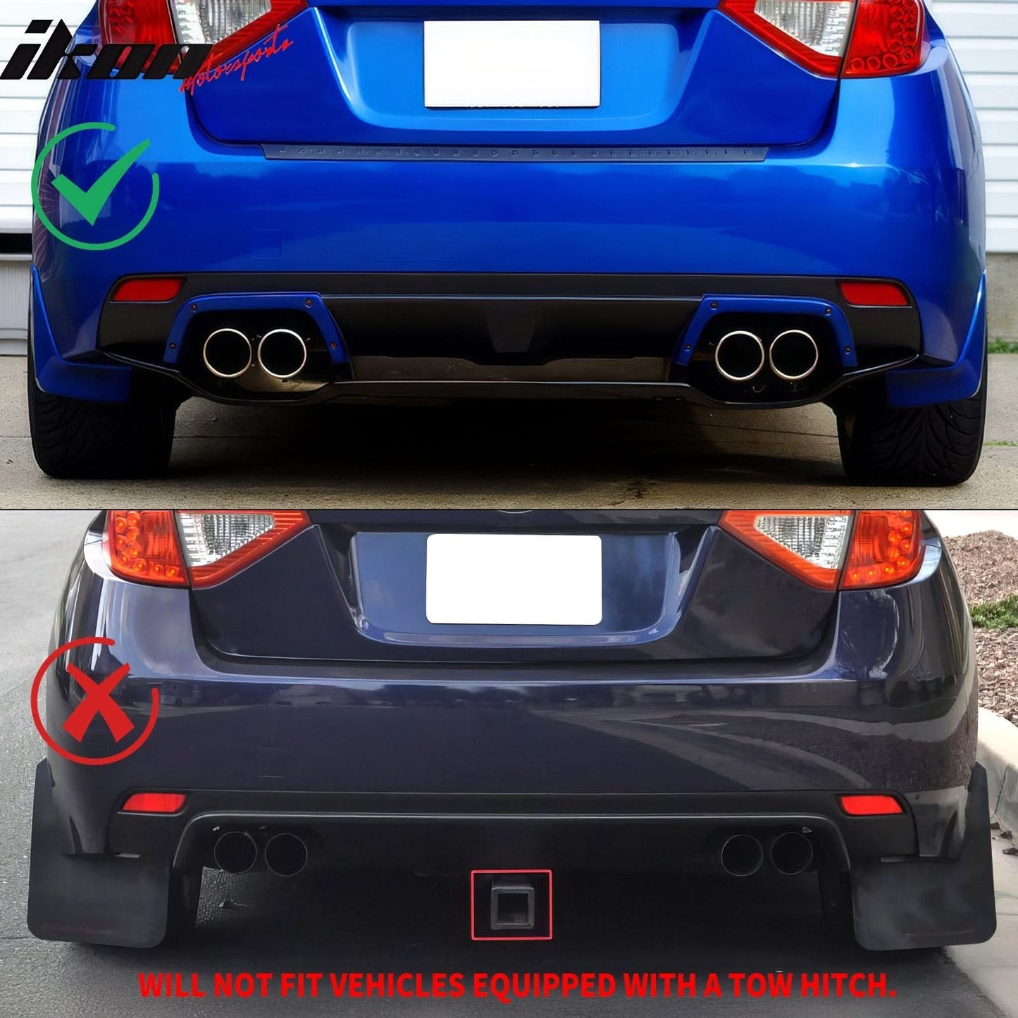 2008-2014 Subaru Impreza STI Style Gray Rear Bumper Diffuser Lip ABS