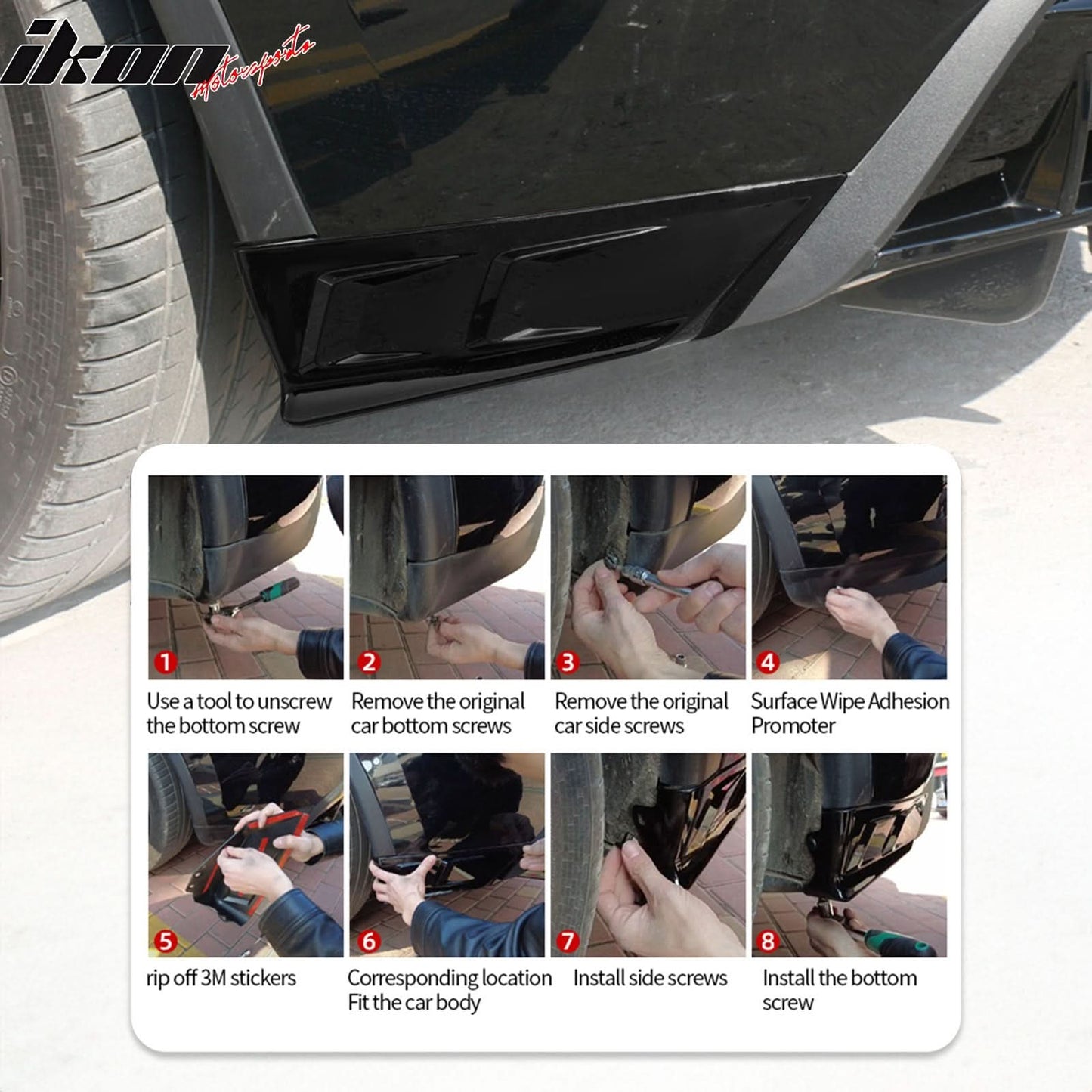 2020-2024 Tesla Model Y All Models Rear Splitter Aprons PP