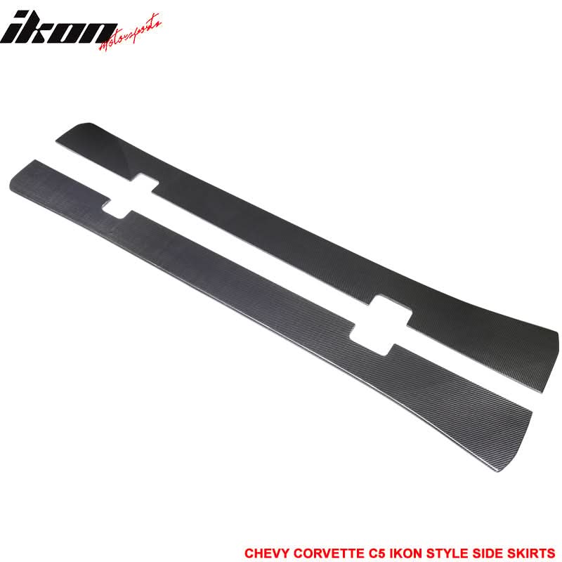 1997-2004 Chevy Corvette C5 IKON Style Side Skirts Carbon Fiber