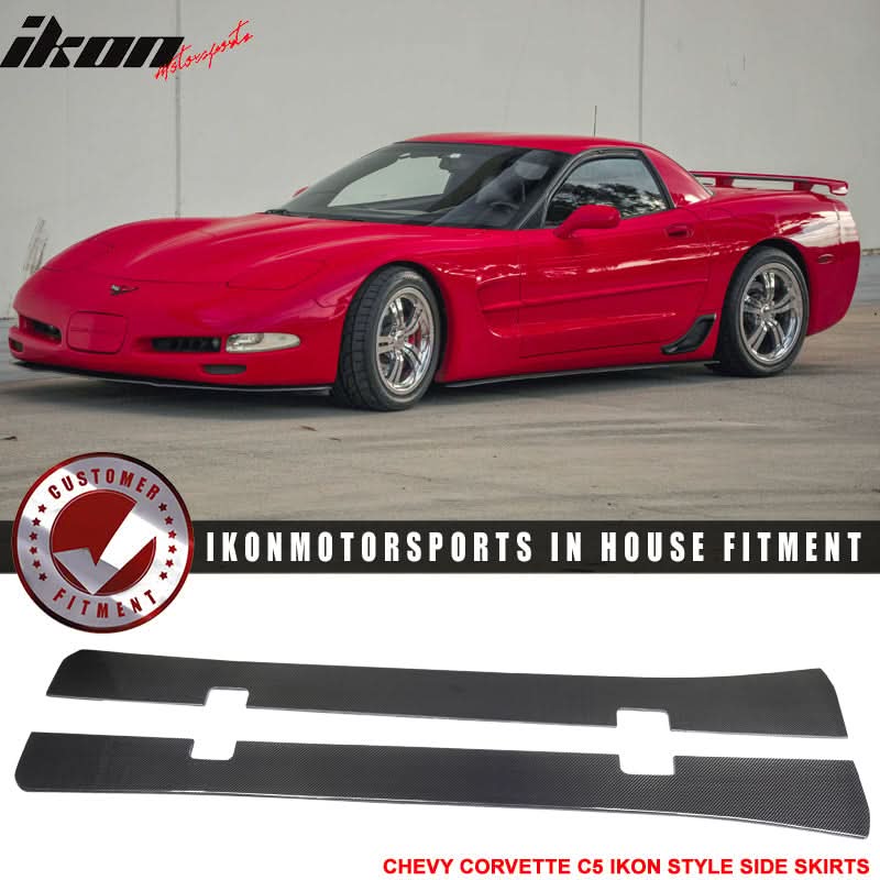 1997-2004 Chevy Corvette C5 IKON Style Side Skirts Carbon Fiber