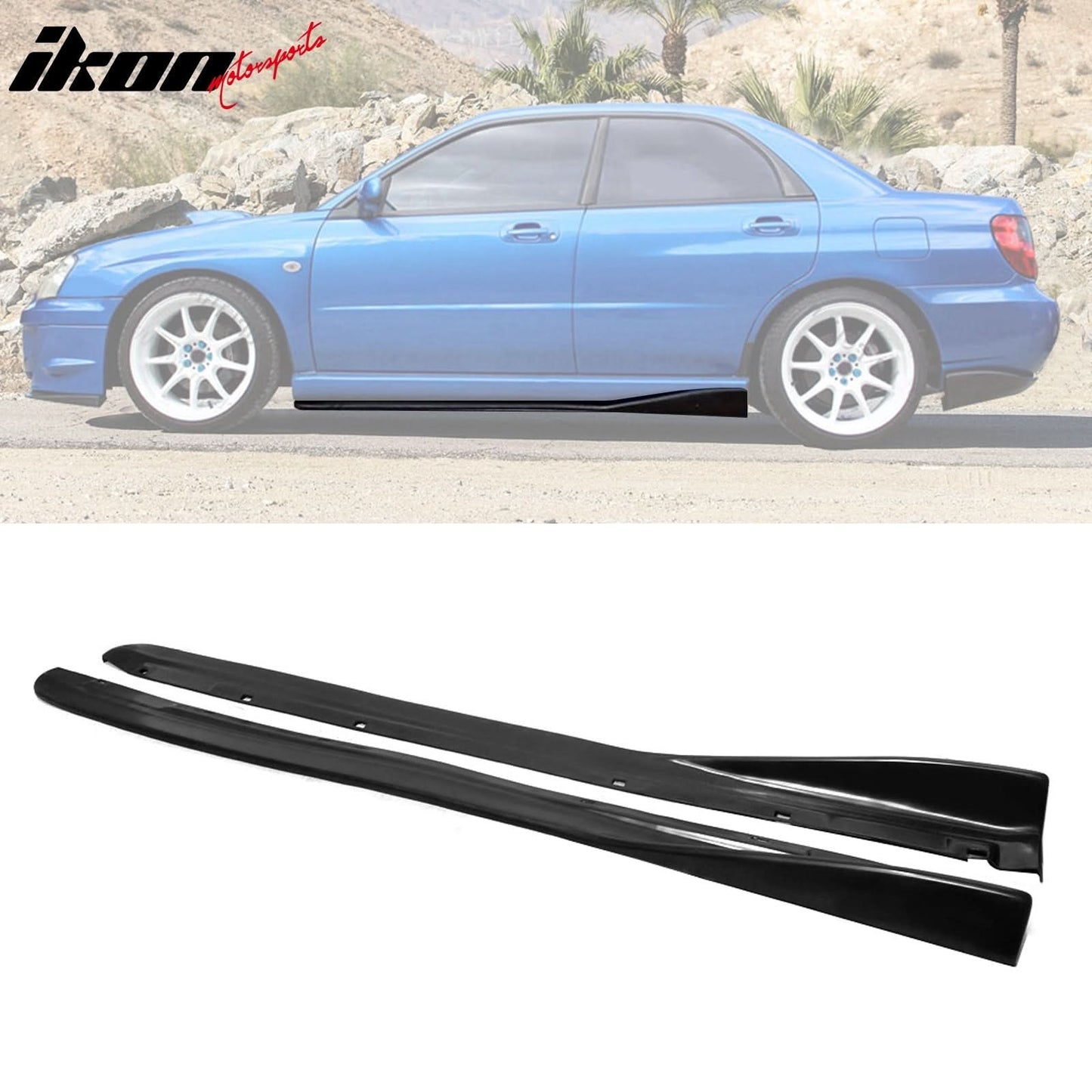 Side Skirts 70" x 5" CS Style PU Unpainted BlackÂ Rocker Panel Splitter
