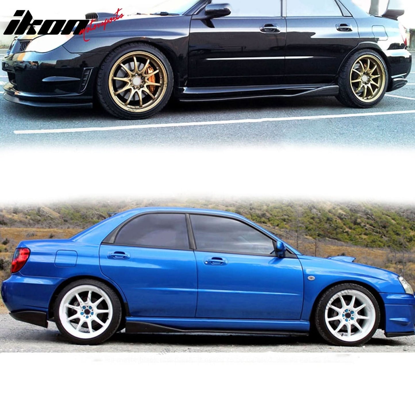 Side Skirts 70" x 5" CS Style PU Unpainted BlackÂ Rocker Panel Splitter