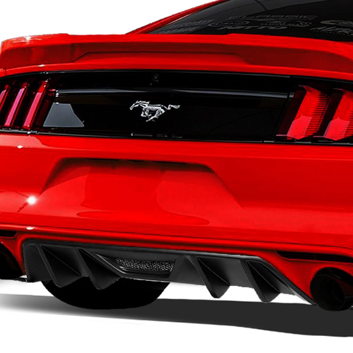 2015-2017 Ford Mustang Quad Fin Rear Diffuser - Matte Black
