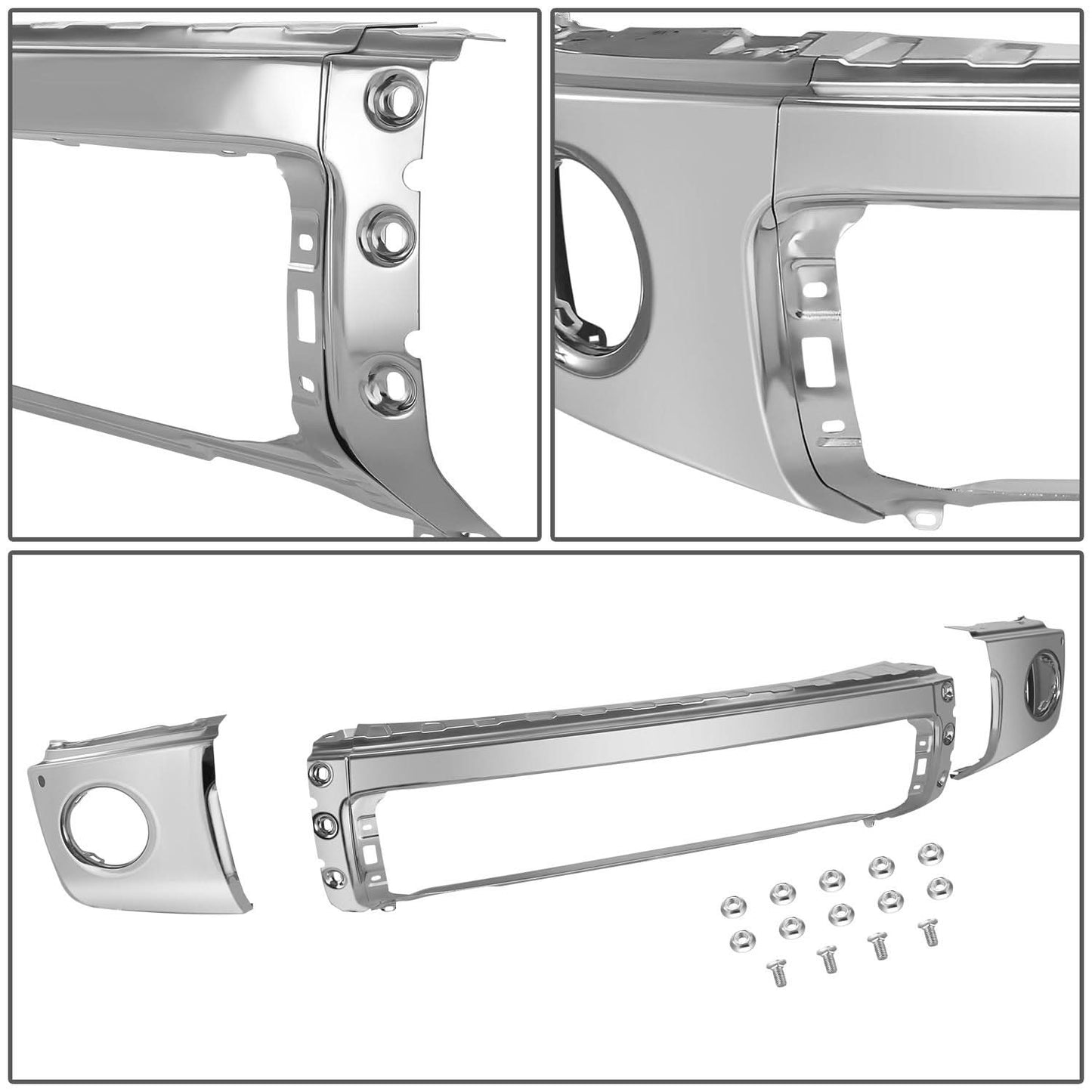 2007-2013 Toyota Tundra Front Bumper Cover w/ Sensor Holes - Steel Chrome