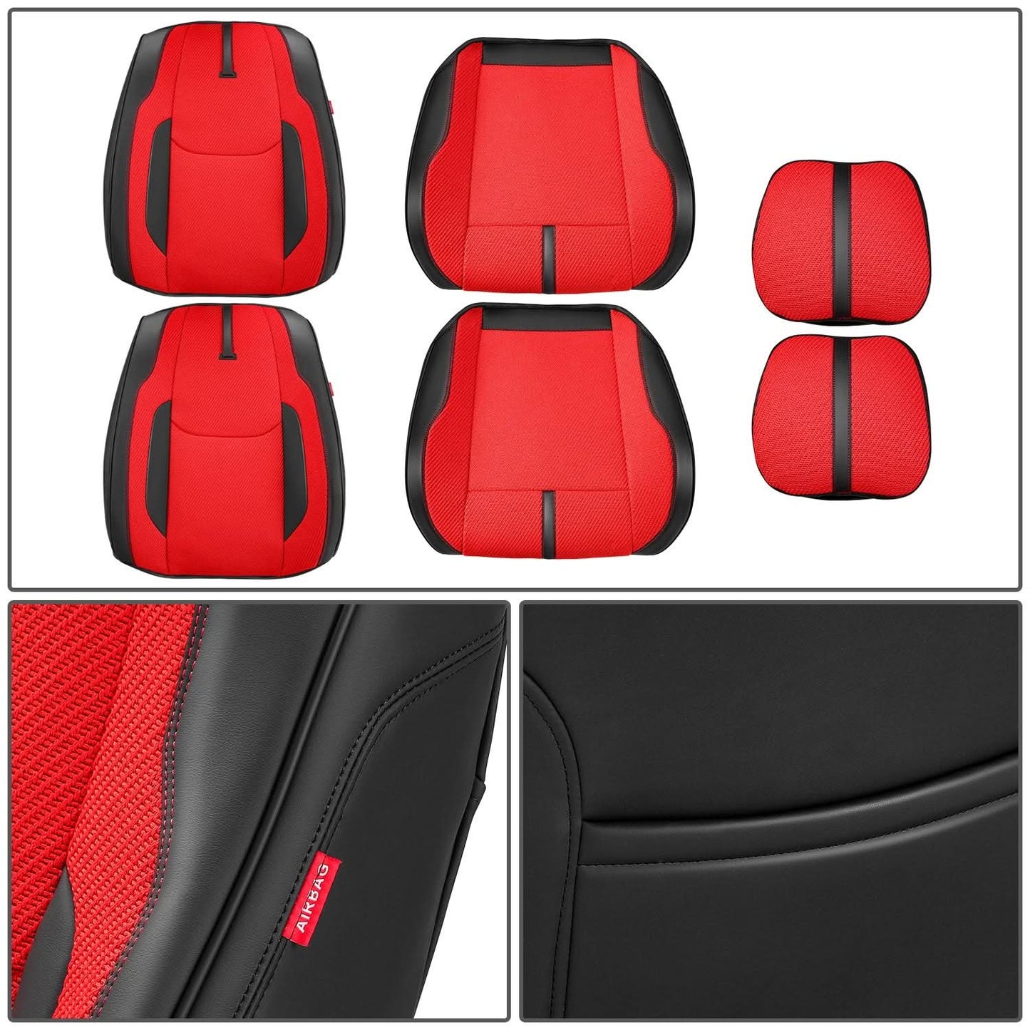 Drive Series Front Row Seat Covers Set - Black/Red