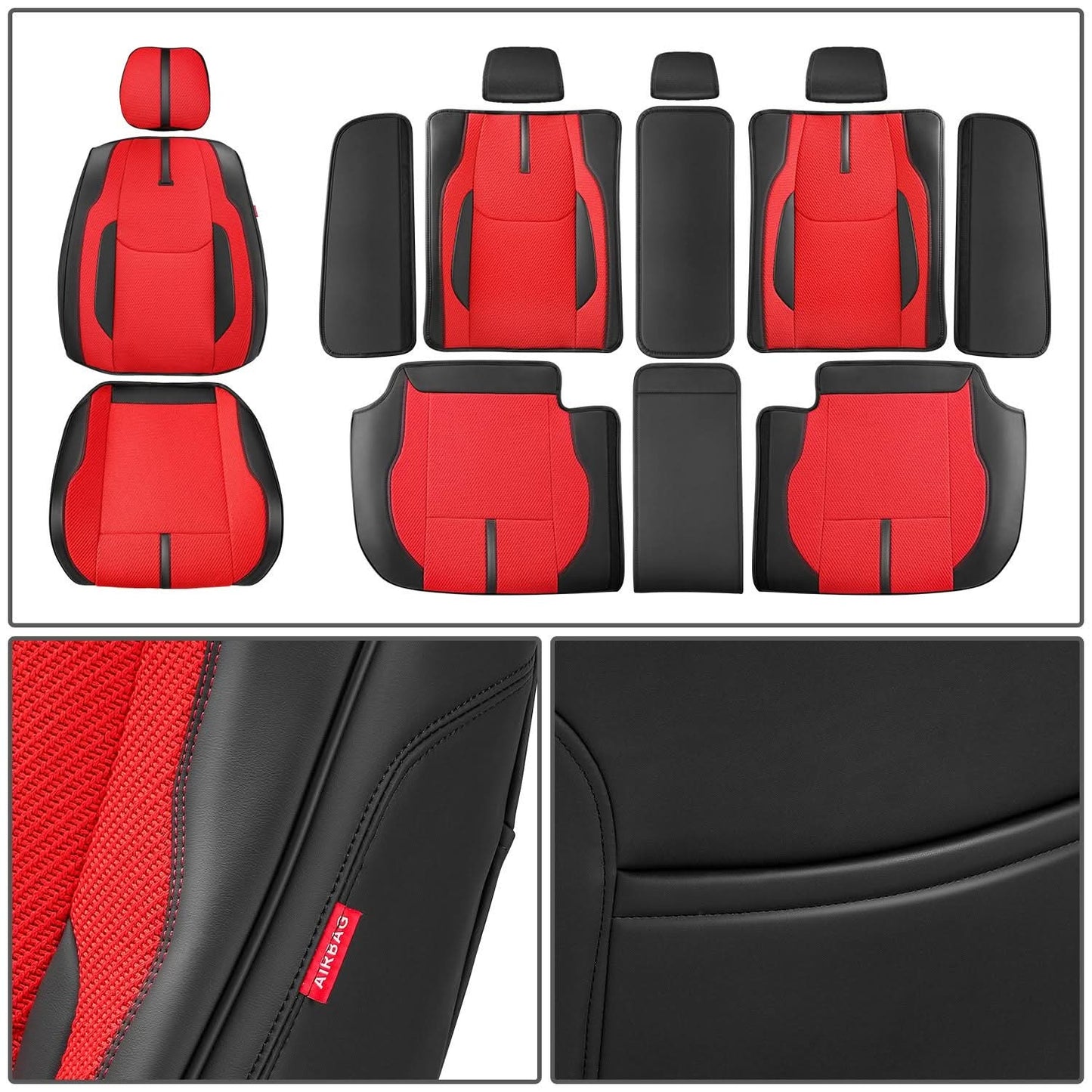 Drive Series Full Set Seat Covers - Black/Red