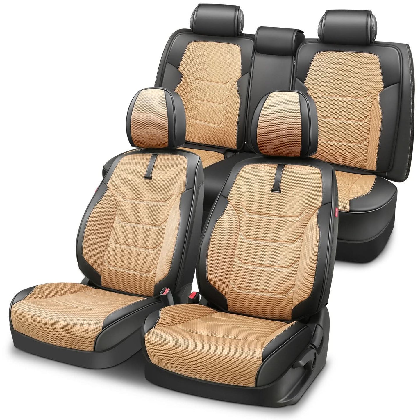 Sport Series Full Set Seat Covers - Black/Beige
