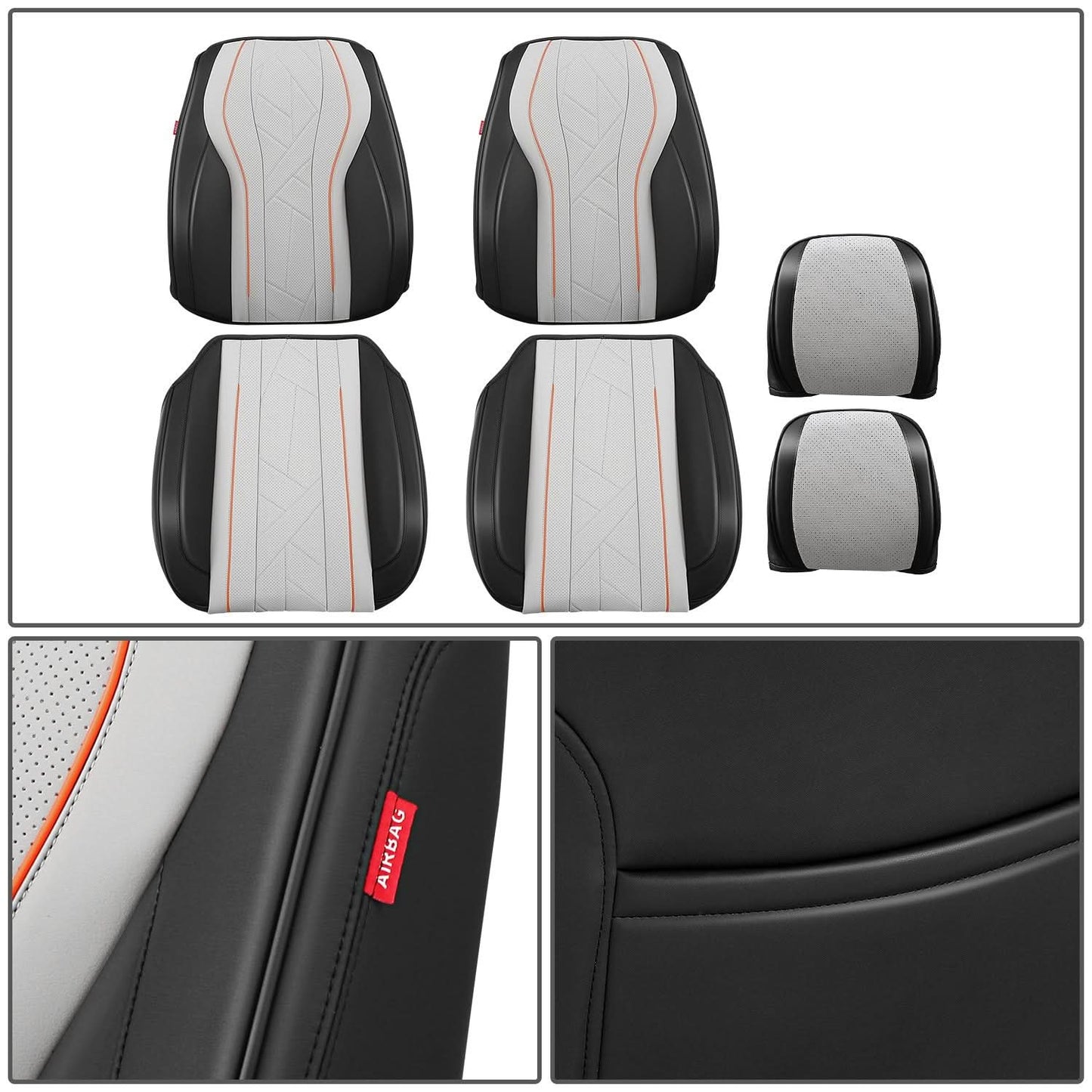 Touring Style Front Row Seat Covers Set - Black/Grey