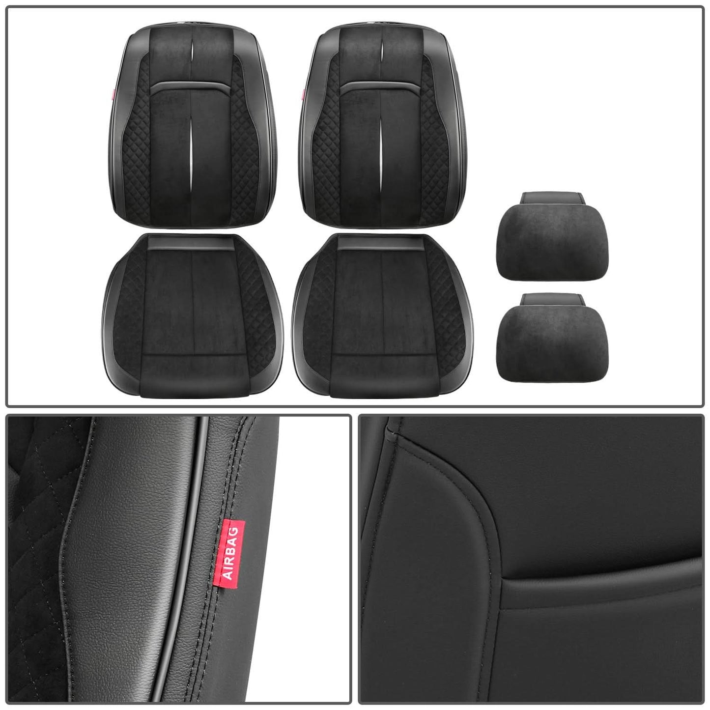 Voris Style Front Row Seat Covers Set - Black