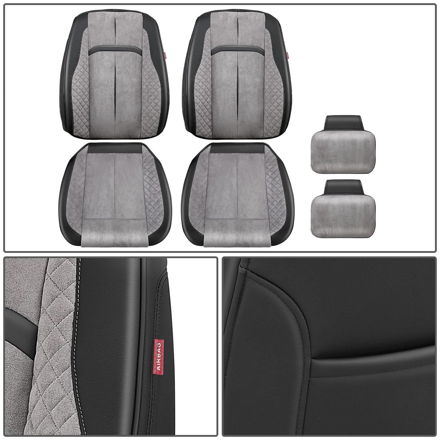 Voris Style Front Row Seat Covers - Black/Grey