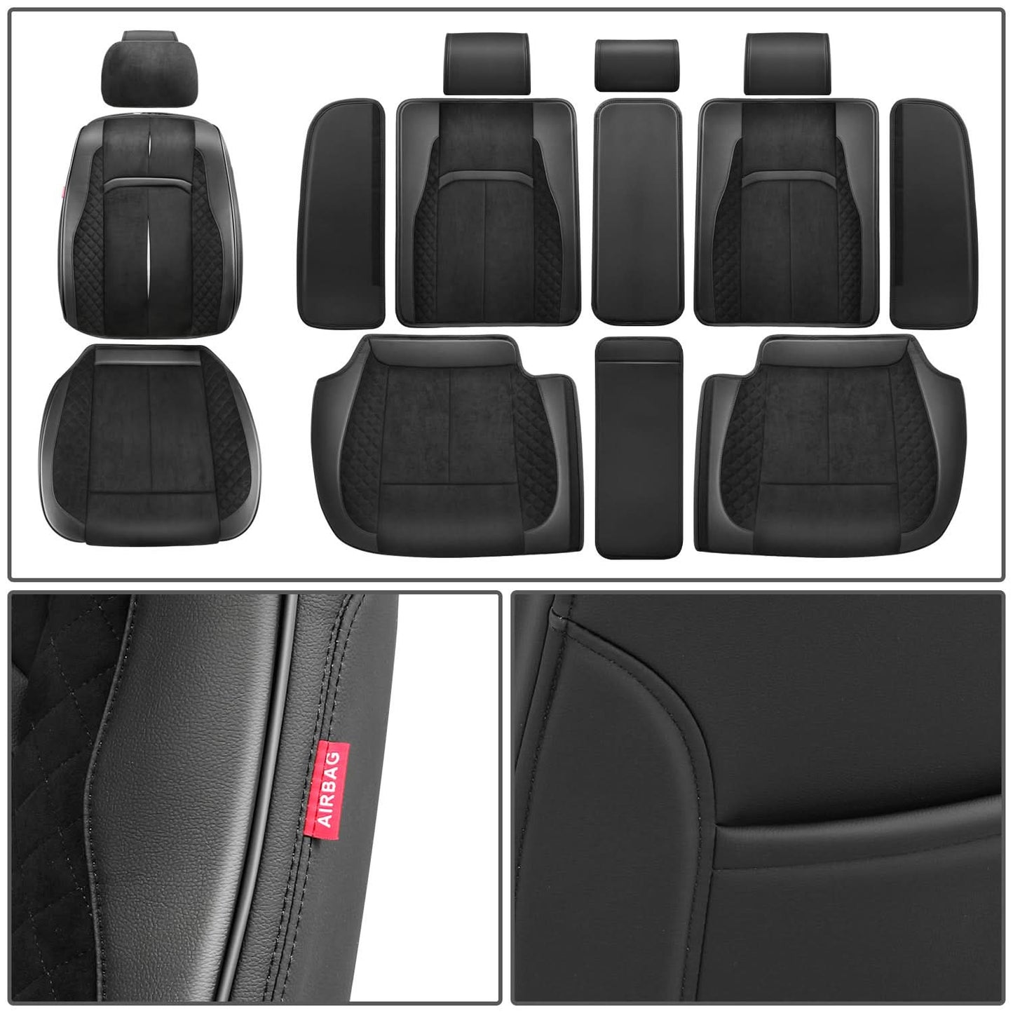Voris Style Full Set Seat Covers - Black