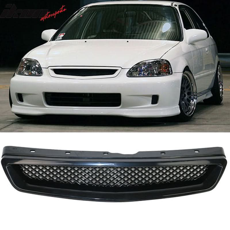 Fits 99-00 Honda Civic T-R Bumper Lip + Grille + Window Visor
