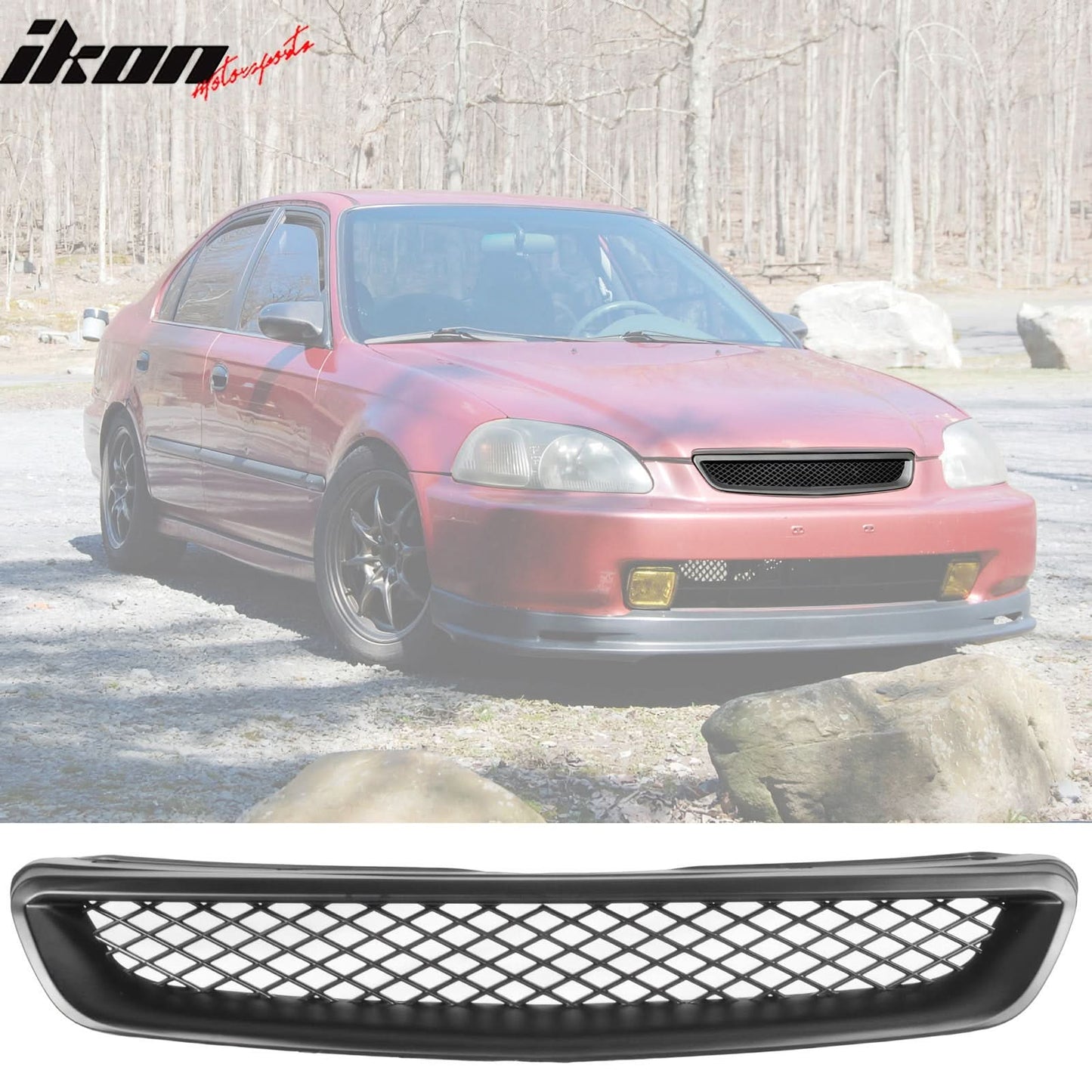 Fits Civic 96-98 Front + Rear Bumper Lip + Front + Sun Window Visor