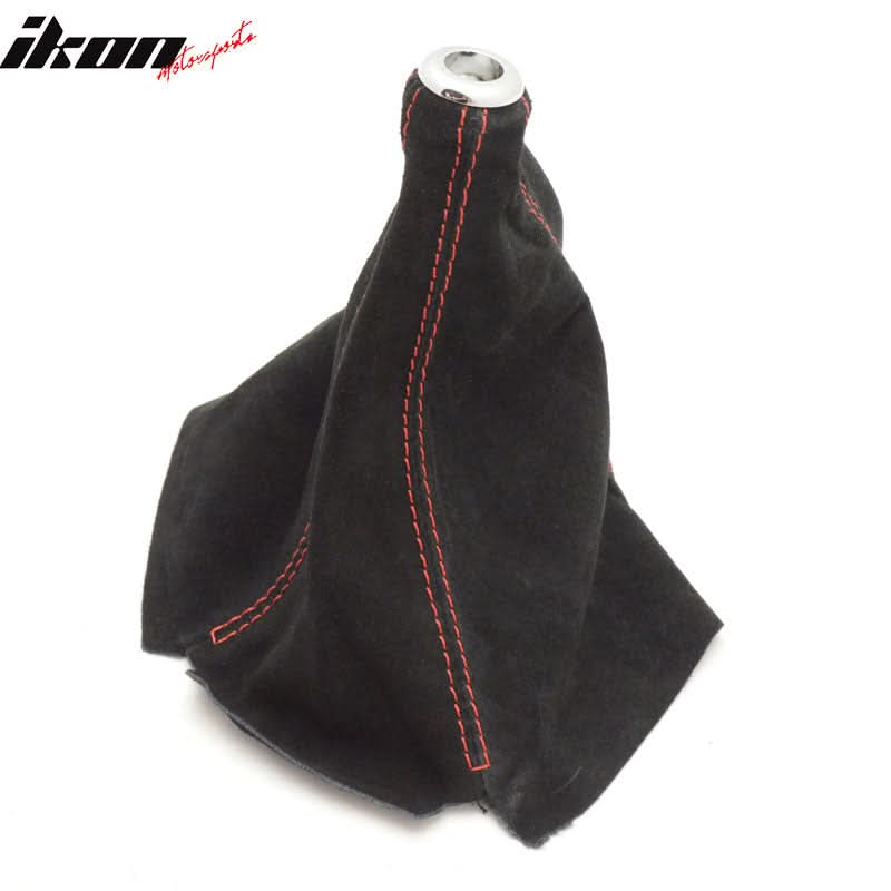 JDM style Red Stitch Shift Black Suede Boot Cover MT Shift Knob