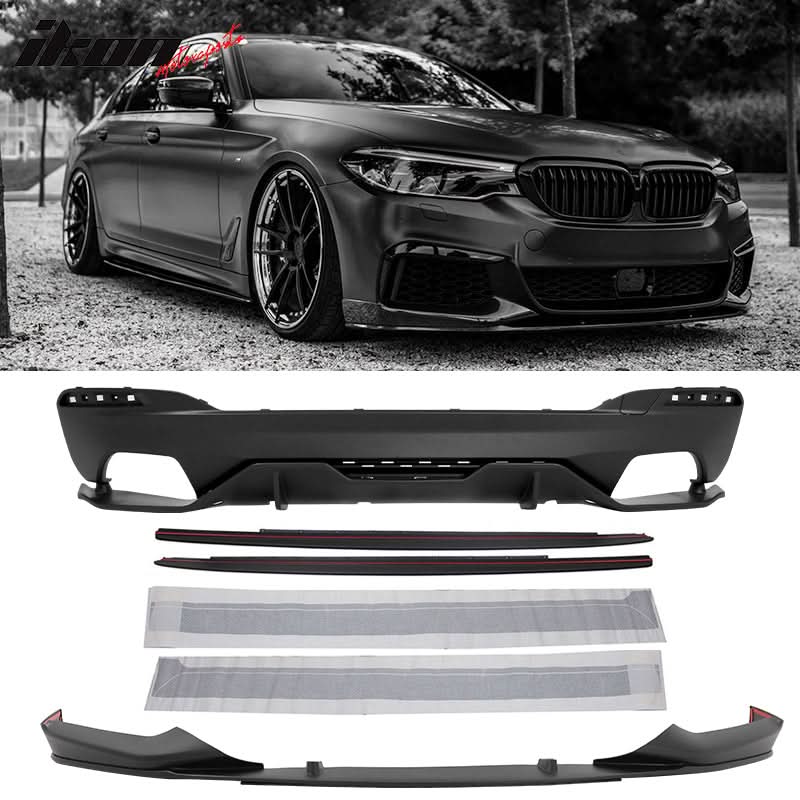 2017-2020 BMW G30 MP Style Front Lip & Side Sill & Type2 Diffuser