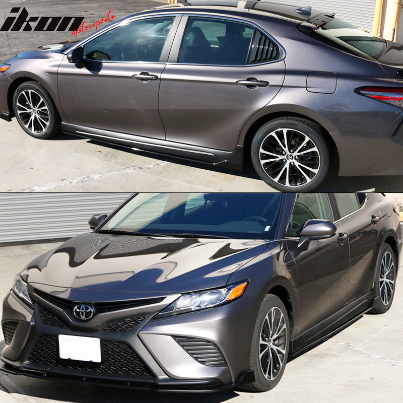 2018-2024 Toyota Camry Matte Black Side Skirt & CF Print Rocker Panel