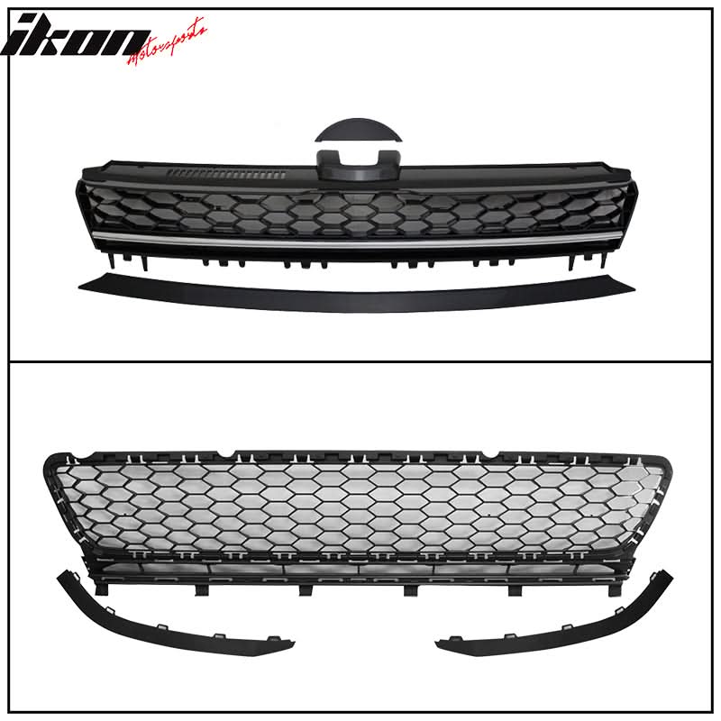 2015-2017 Golf 7 MK7 GTI Type Front Bumper + High Bar Chrome Grille