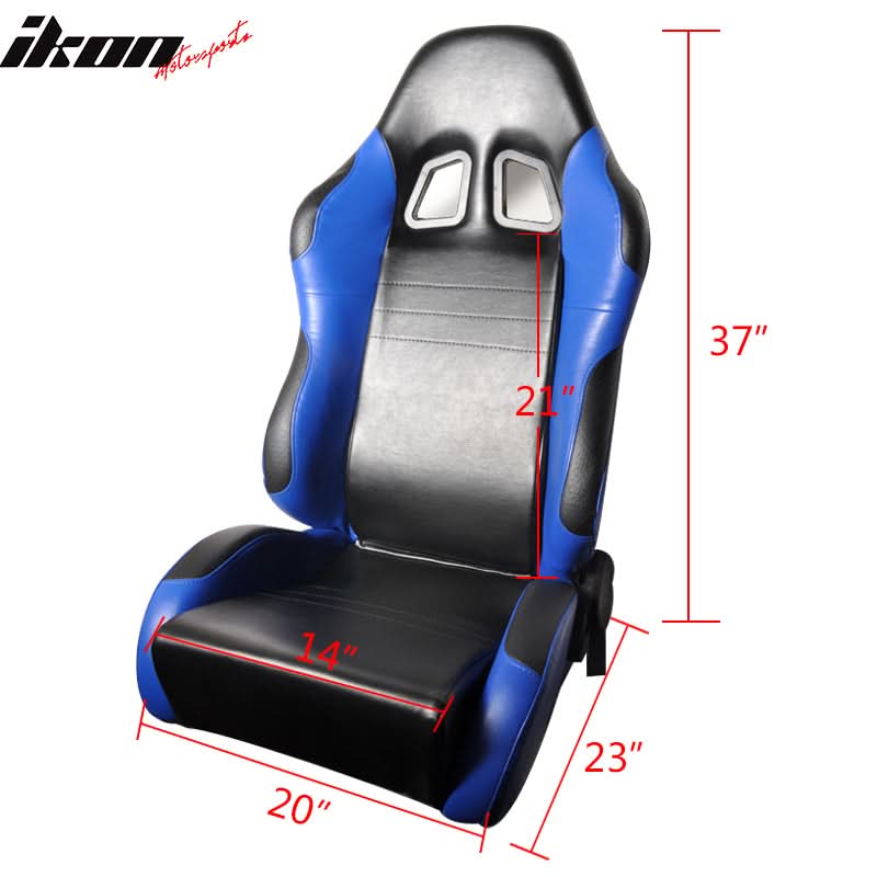 One Pair of Racing Seats Black Blue w/ Slider