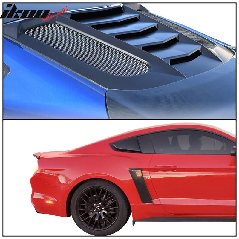 2015-2023 Ford Mustang Coupe Matte Black Rear Side Window Louver ABS