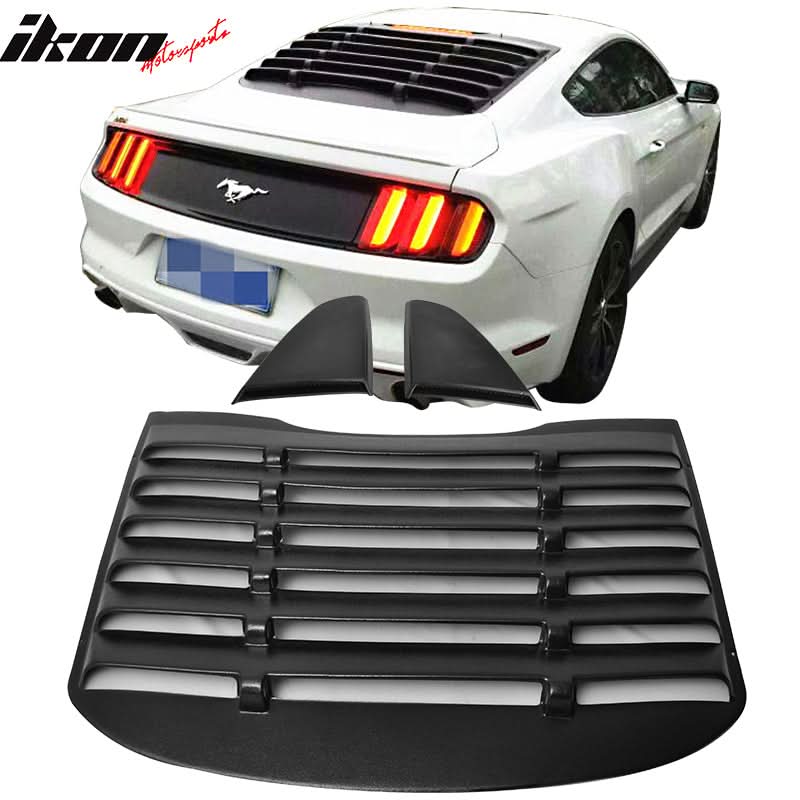 2015-2023 Ford Mustang V Style Matte Black Rear Side Window Louver ABS