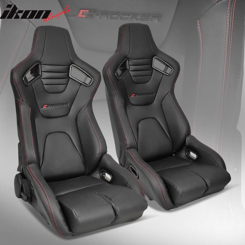 Universal Reclinable Bucket Racing Seat Dual Slider PU Carbon Leather