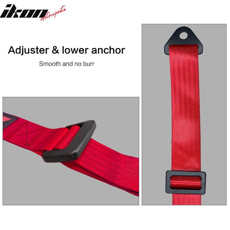 Universal Black Racing Seat Dual Slider Red Belt PU Carbon Leather