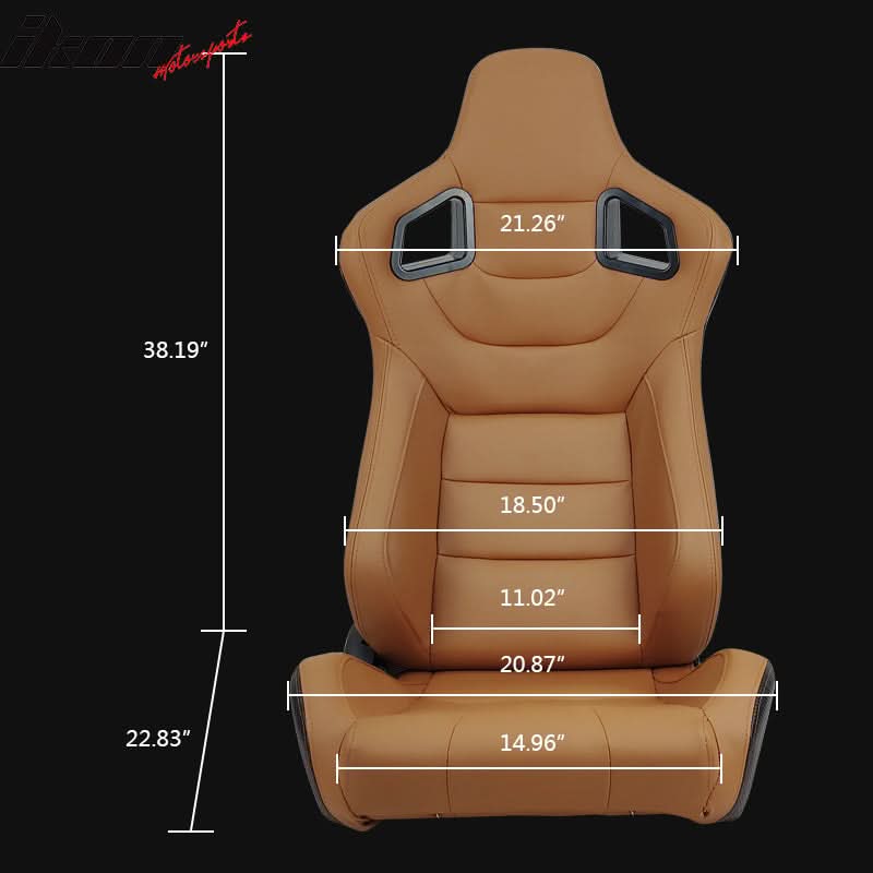 Universal Brown Racing Seat with Dual Slider 5 Point Cam-lock Belt PU
