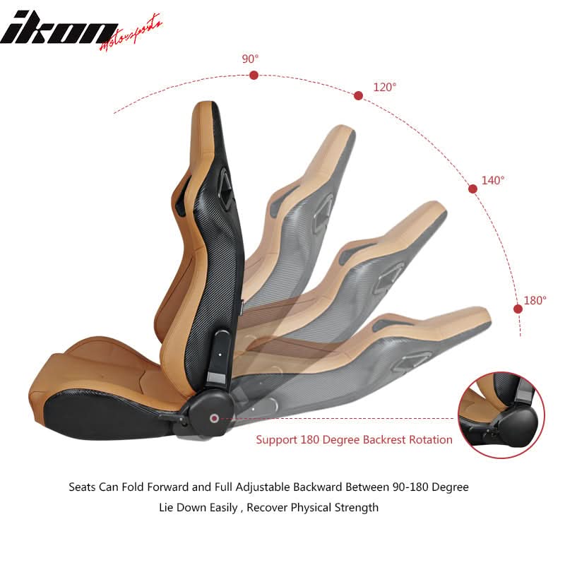 Universal Brown Racing Seat with Dual Slider 5 Point Cam-lock Belt PU