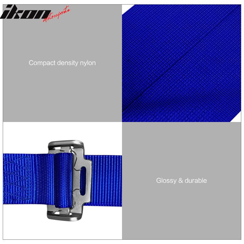 Universal Blue Bezel Racing Seat Dual Slider Cam-lock Belt PU Carbon