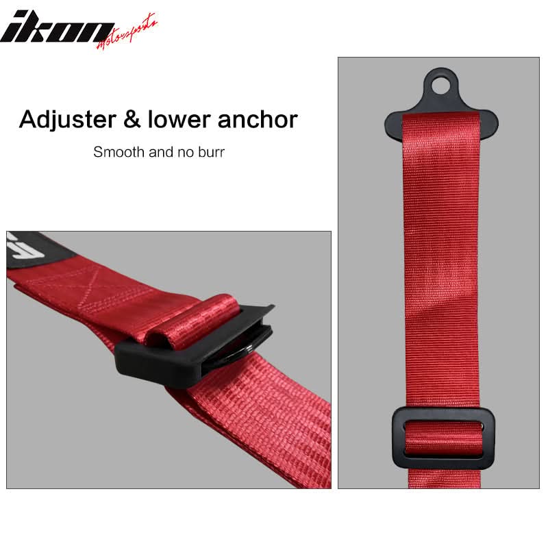 Universal Orange Bezel Racing Seat Dual Slider Buckle Belt PU Carbon