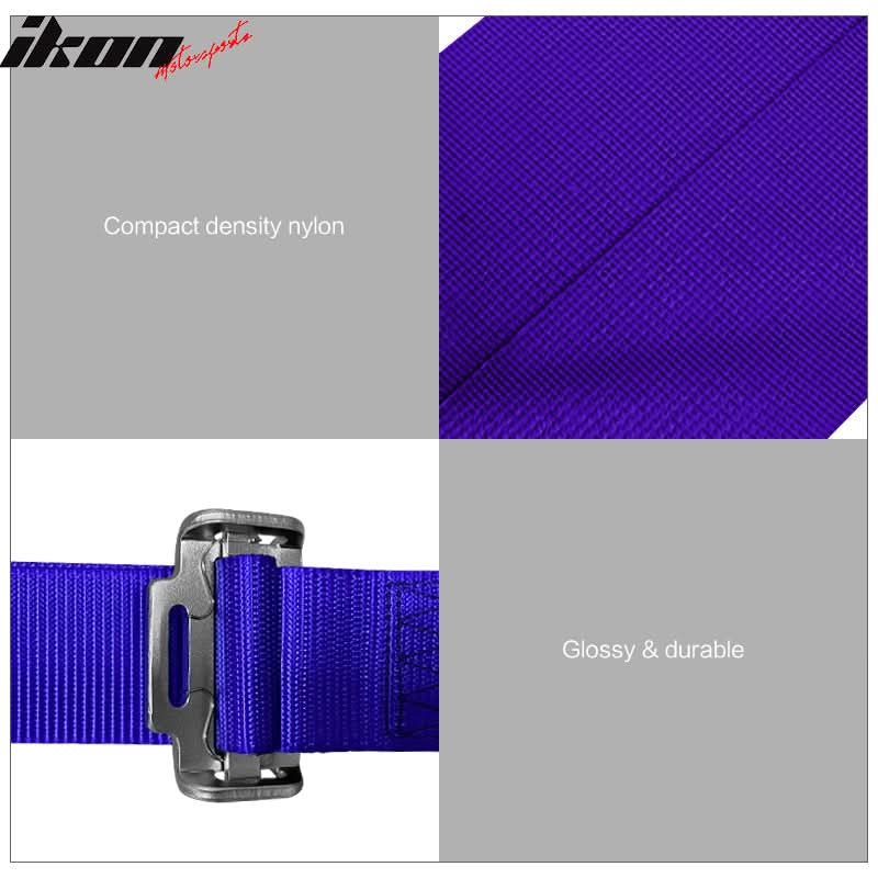Universal White Bezel Racing Seat Dual Slider Cam-lock Belt PU Carbon