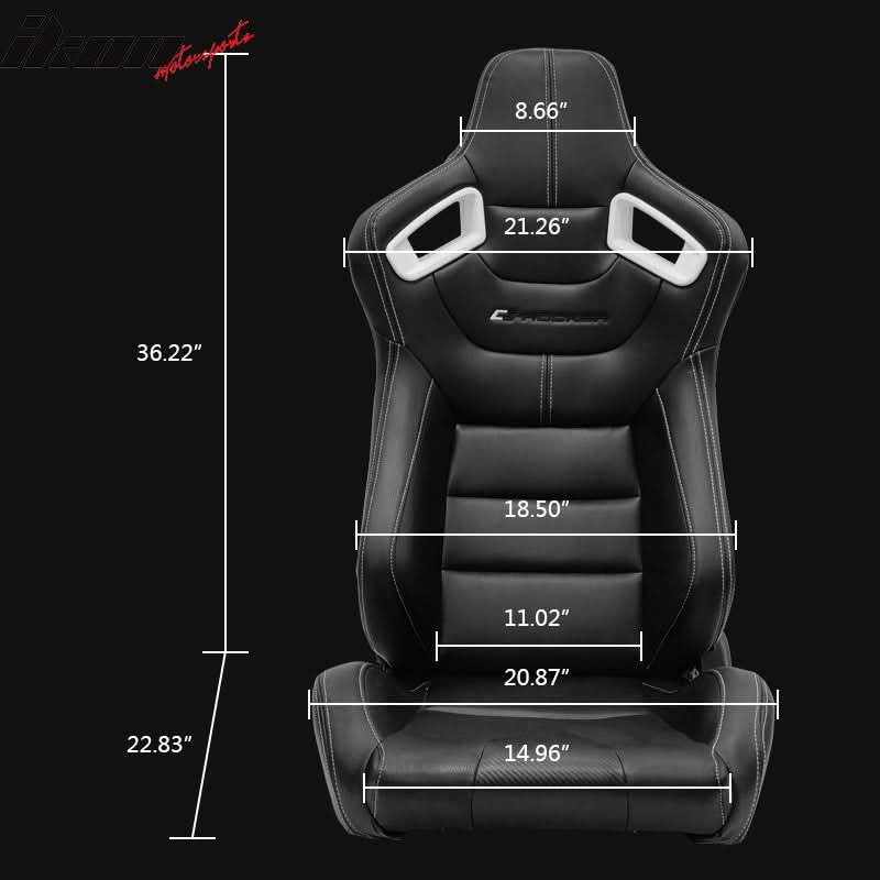 Universal White Bezel Racing Seat Dual Slider Cam-lock Belt PU Carbon