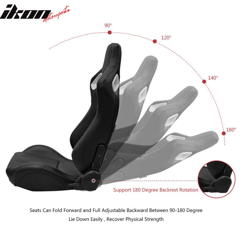 Universal White Bezel Racing Seat Dual Slider Buckle Belt PU Carbon