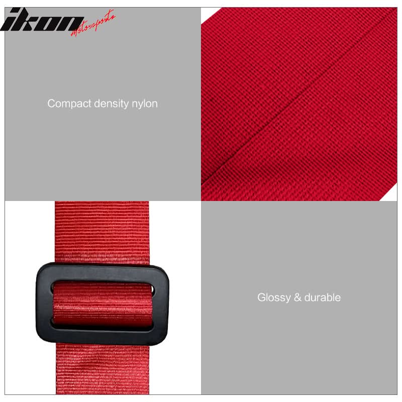 Universal Red Bezel Racing Seat Dual Slider Buckle Belt PU Carbon