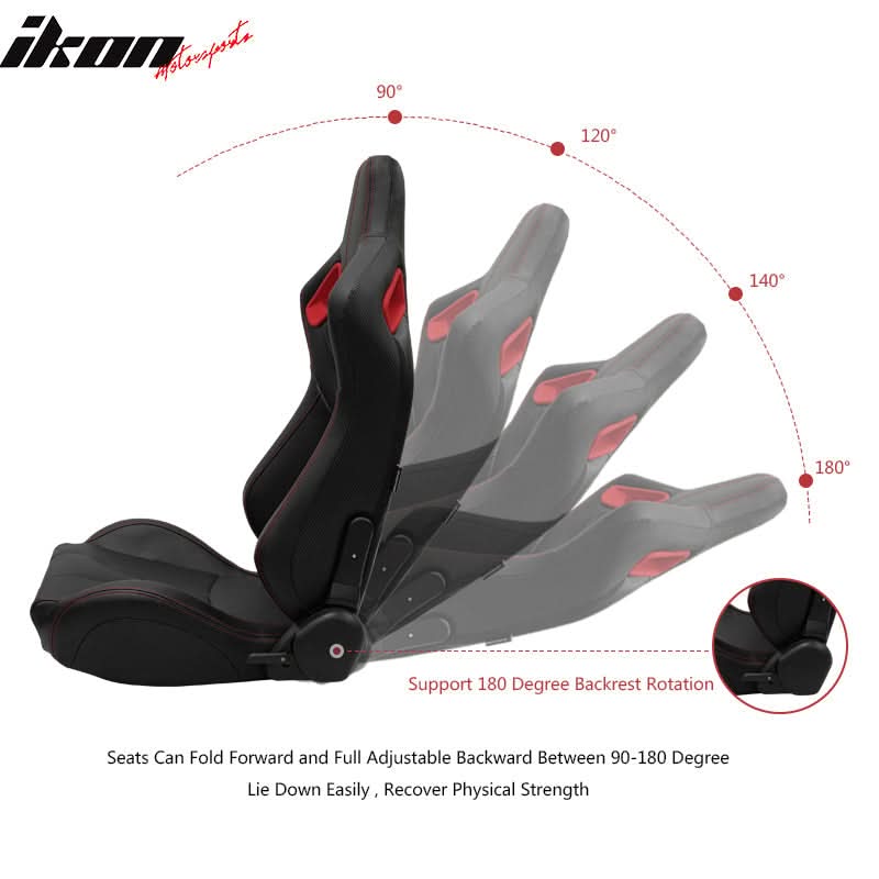 Universal Racing Seat Dual Slider 5 Point Cam-lock Belt PU Carbon