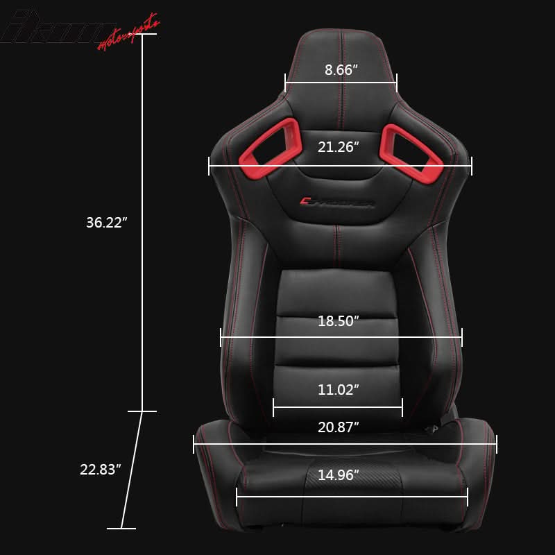 Universal Racing Seat Dual Slider 5 Point Cam-lock Belt PU Carbon